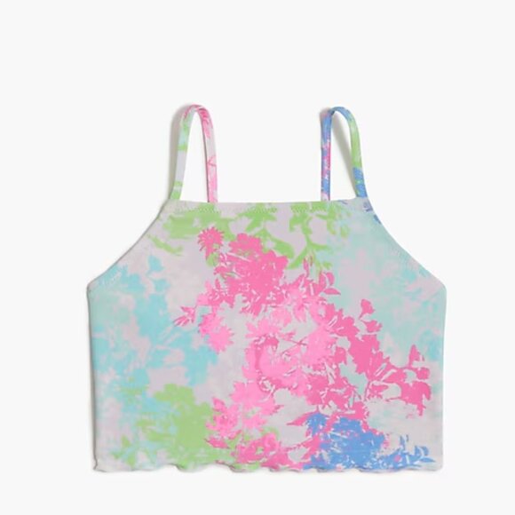 J Crew Girls' floral tankini top Size 6-7 Pale Cloud Bright Flami - Picture 1 of 8